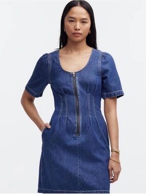 NWOT Madewell Darted Denim Mini Dress in Pixie Wash